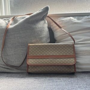 Celine Tan and Brown Patterned Crossbody Bag